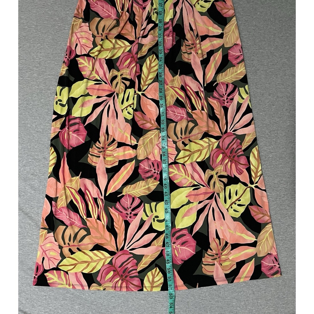 Chico's Leaf dress Pattern Sleeveless Dress Sz 3 XL babydoll stretch pleated - Picture 9 of 11